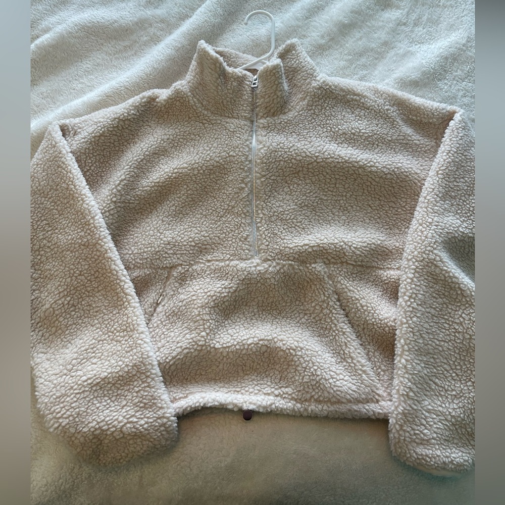 Good American High Pile Fleece Half-zip Pullover